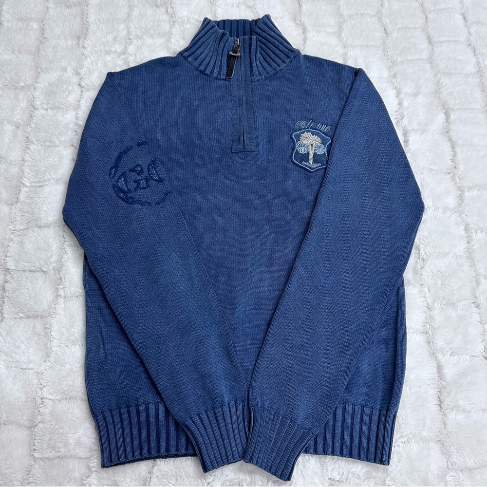 Gate One Men’s Knit Blue‎ Half Zipper Sweater Size M